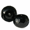 Sorte onyx linser, facet, 14x10mm, 4 stk.